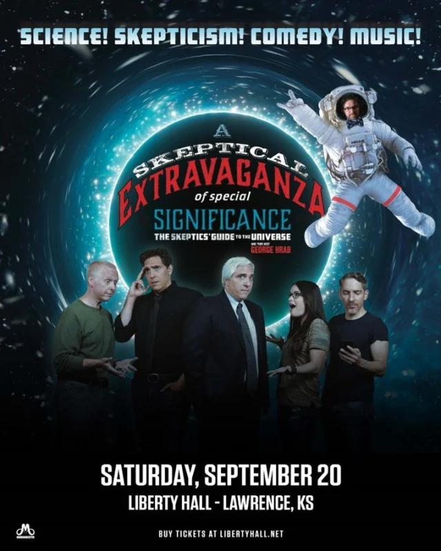 We're going to Kansas! If you'll be near Lawrence, Kansas on September 20th, come see us! We have a private show at noon and a Skeptical Extravaganza in the evening. Join us for a night of games, music, and critical thinking! 
(link in bio)